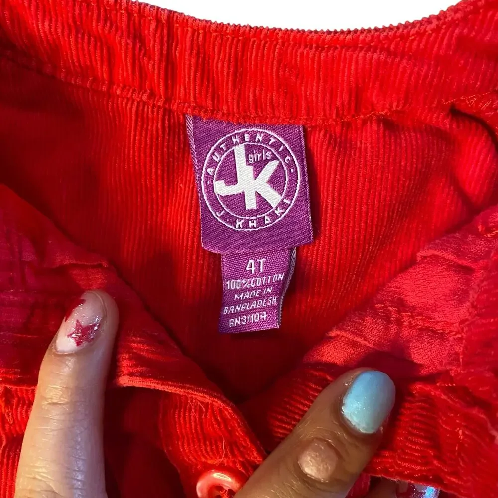 J. Khaki red‎ corduroy cotton long sleeve dress SIZE 4T